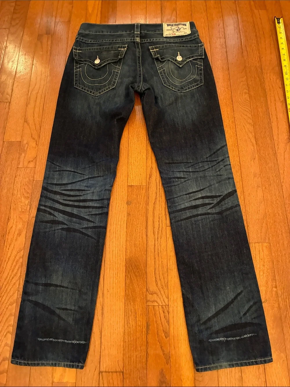True Religion Men's Indigo Slim Straight Jeans with Signature Pocket